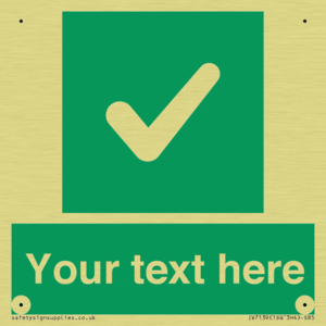 Custom green background, green square with tick sign